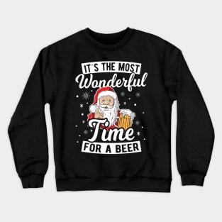 santa claus drinking beer wonderful time2 Crewneck Sweatshirt